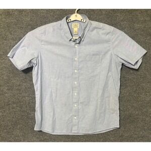 LL Bean Mens XL Tall‎ Light Blue Short Sleeve Button Down Shirt Slightly Fitted
